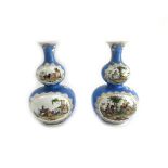 A pair of Dresden porcelain vases, early 20th century, each of double gourd form,