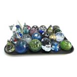 Six Caithness glass paperweights, nine further, including Mdina, Whitefriars,