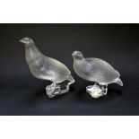 A Lalique clear and frosted crystal model of a quail, etched 'Lalique France' to the base,