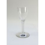 An opaque twist wine glass, circa 1765,