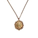 An Elizabeth II sovereign 1978, in a 9ct gold pendant mount, with a 9ct gold oval link neckchain,