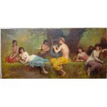 Francois Nicolas Augustin Feyen Perrin (1826-1888), Orphee et le Muses, oil on canvas, signed,