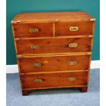 A pair of 19th century style brass bound two part campaign chests,