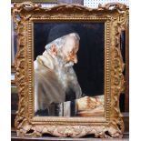 Otto Eichinger (1922-2004), Jewish scholar, oil on panel, signed and inscribed Wien, 25cm x 18.5cm.