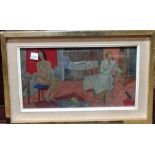 Gregoire Michonze (1902-1982), The Artist's studio, oil on board, 17cm x 29cm.