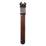 A George III mahogany and inlaid stick barometer, circa 1780, by Porthouse of Penrith,