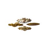 A 15ct gold and diamond set single stone bar brooch, with ropetwist and beaded decoration,