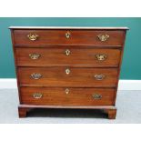 A George III mahogany chest of four long graduated drawers, on bracket feet, 91cm wide x 46cm deep.