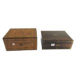 A rosewood and brass inlaid humidor (converted) and a walnut humidor (converted) with Tunbridge