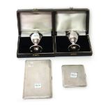 Silver comprising; two egg cups, Birmingham 1957 and 1958, with individual cases,