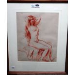 Edgar Albert Slade (1872-1963), Seated nude, red chalks, signed, 32cm x 25cm.