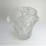 A modern Lalique Bacchante style clear and frosted glass vase,