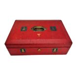 A red Morocco leather government cabinet box, early 20th century,