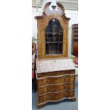 A late 19th century Continental figured walnut bureau cabinet,