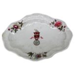 A Chamberlain Worcester armorial shaped oval dish, circa 1815,