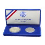 United States Liberty Coins - 1986, silver proof dollar and half dollar,