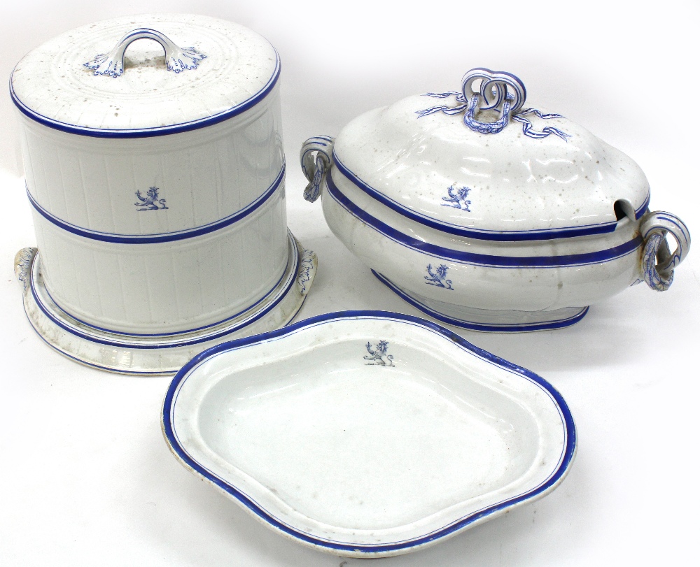 A Wedgwood white glazed cylindrical stilton dish and cover,