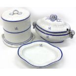 A Wedgwood white glazed cylindrical stilton dish and cover,