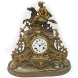 A Marti & Co, retailed by * Lewis Margate, Ramsgate & Brighton: An ornate French gilt mantel clock,