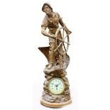 Of Nautical Interest: A French gilt speltar timepiece, circa 1900, after Mestais,