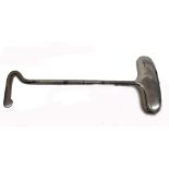 Military Interest: A silver handed steel boot pull, London 1928, makers mark L.A.L & S.