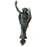 Attributed to Alfred Gilbert: A bronze door knocker, cast as a young male figure,