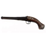 A flintlock pistol, first half 18th century, the walnut stock with silver mounts, centred by a mask,