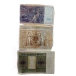 Banknotes - collection of 10 German banknotes, 1910-1944, Croatia 1000 Kuna 1943, Belgium, Algerian,