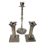 A tall late 17th century style silver candlestick, modern,