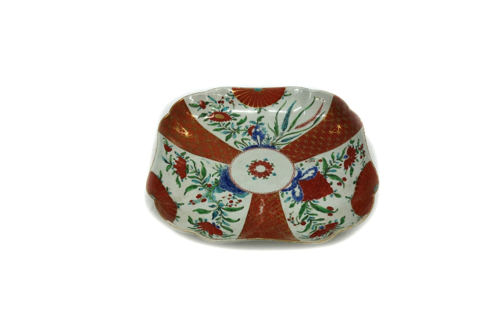 A Worcester porcelain 'Japan' pattern shaped square dish, circa 1770,