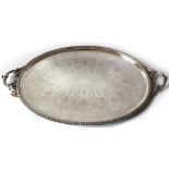 A large Victorian oval electroplate tea tray, Martin Hall & Co,