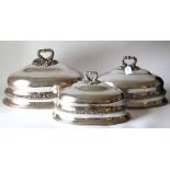 A graduated set of three late Victorian oval meat dish covers, Elikington & Co,