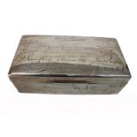 Naval Interest: A rectangular silver cigarette box, Walker & Hall, Sheffield 1935, 17.