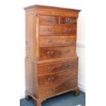 A George III mahogany boxwood strung tulipwood crossbanded tallboy chest,