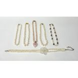 A two row necklace of freshwater cultured pearls,