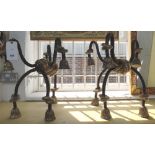 A pair of modern gilt and patinated bronze table bases,