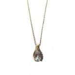 A 9ct gold, aquamarine and tanzanite pendant,