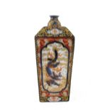 A Japanese Fukagawa porcelain sake bottle, early 20th century, of slightly tapered square section,