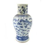 A Chinese blue and white porcelain vase, late 19th century, of baluster form,