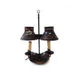 A Victorian tole piente two light adjustable table lamp,
