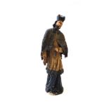 A North European polychrome carved wood figure of a cleric, early 19th century,