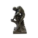 A French bronze figure 'Milo of Croton', after Edme Dumont (1761-1844), late 19th century,