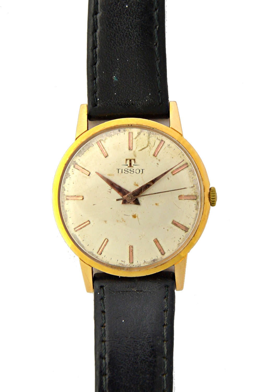 A gentleman's gold circular cased Tissot wristwatch,