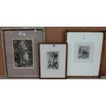 A group of three etchings,