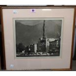 English School (early 20th century), Spanish buildings etching with aquatint, indistinctly signed,