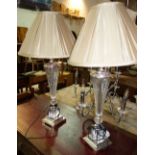 A pair of 20th century chrome and glass table lamps (2).