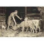 David Adams (British, Early 20th Century), Feeding time, signed,