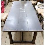 A reproduction 17th century style oak refectory table,