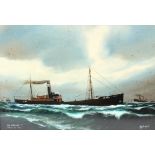 J Arnold (British, Late 19th/Early 20th Century), S S Hornsea leaving the fleet,