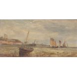 John Tunstall Haverfield (British, 1825-1885), Boats by a harbour, signed 'J T Haverfield',